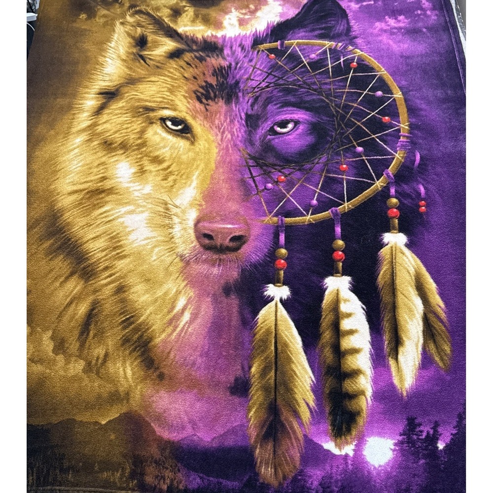 Dreamcatcher Wolf Fleece Blanket Throw Blanket 50" x 58"